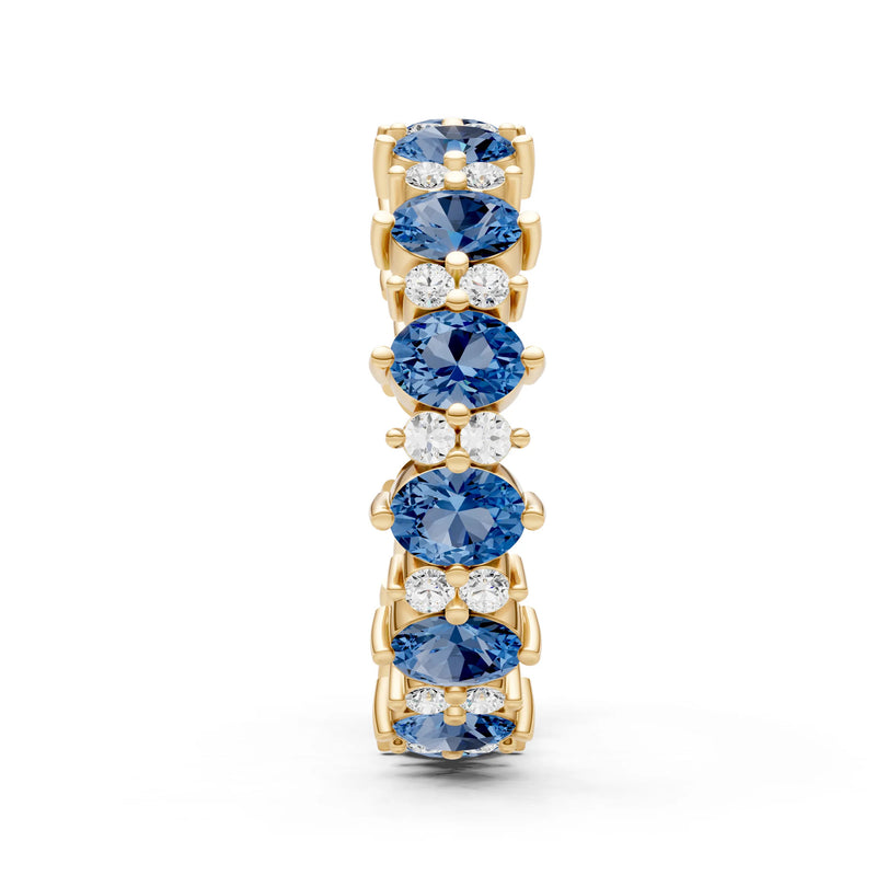 Oval & Round Gemstones Full Eternity Band