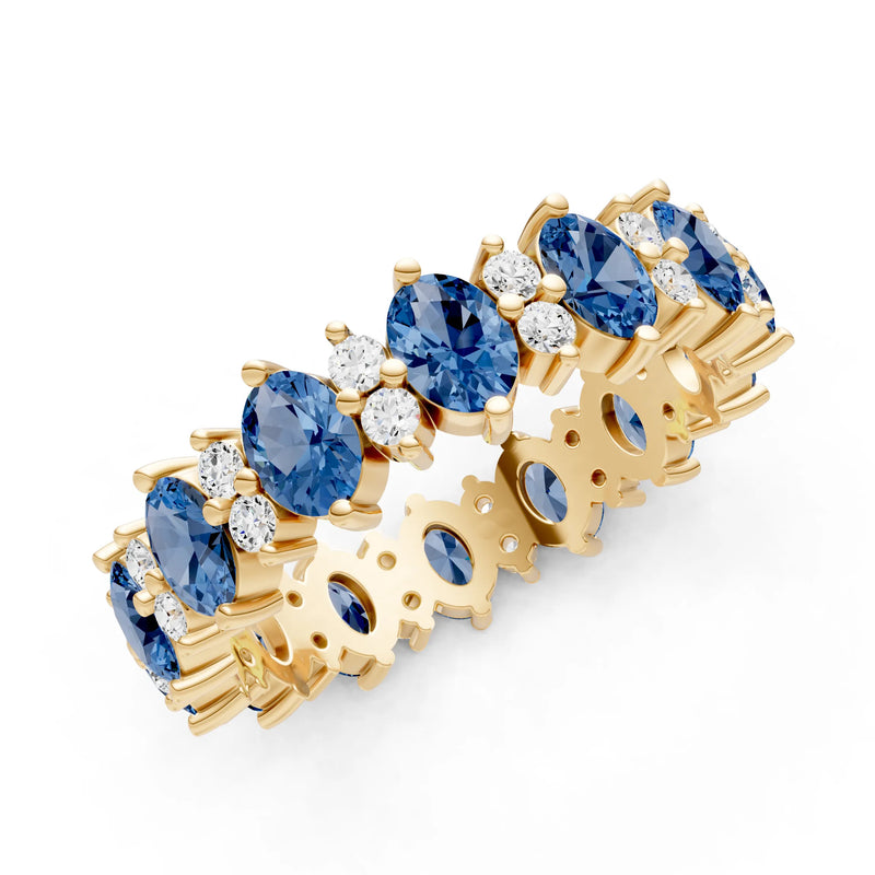 Oval & Round Gemstones Full Eternity Band