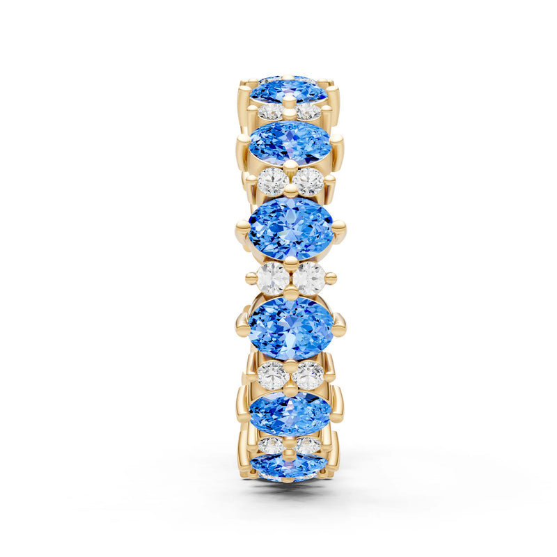 Oval & Round Gemstones Full Eternity Band