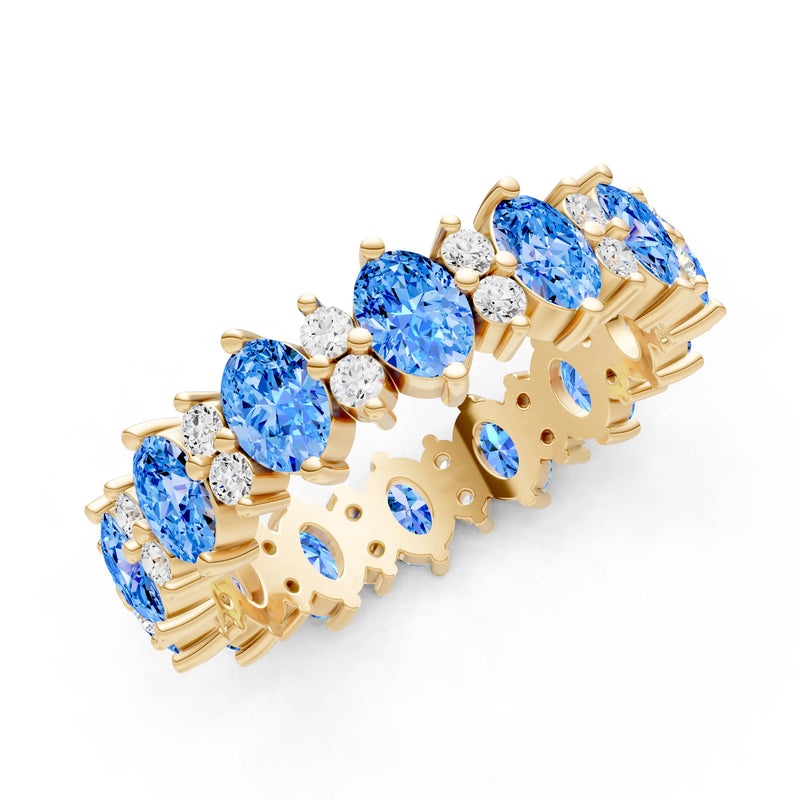 Oval & Round Gemstones Full Eternity Band