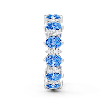 Oval & Round Gemstones Full Eternity Band