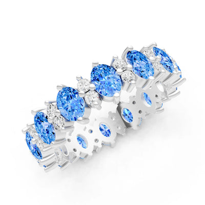 Oval & Round Gemstones Full Eternity Band
