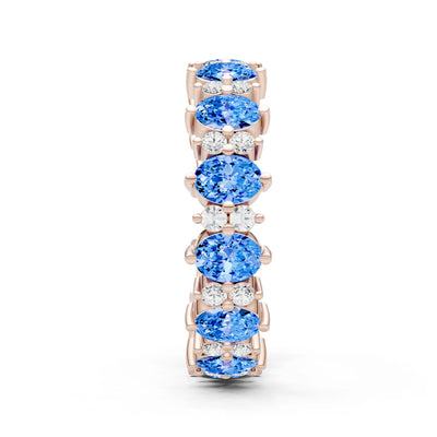 Oval & Round Gemstones Full Eternity Band