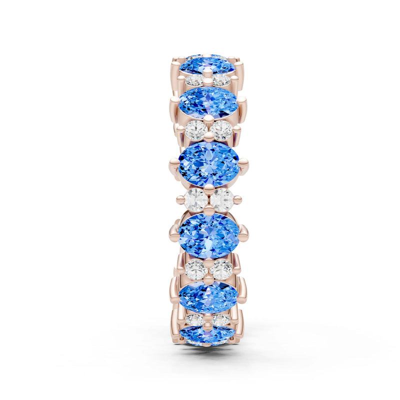 Oval & Round Gemstones Full Eternity Band