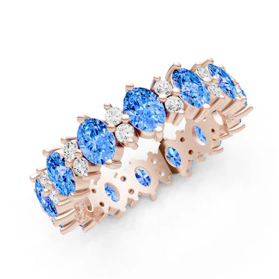 Oval & Round Gemstones Full Eternity Band