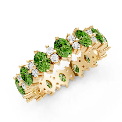 Oval & Round Gemstones Full Eternity Band