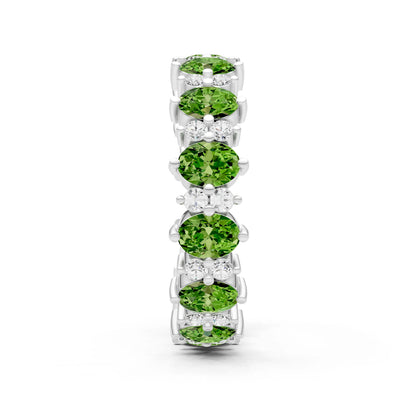 Oval & Round Gemstones Full Eternity Band