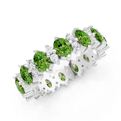Oval & Round Gemstones Full Eternity Band