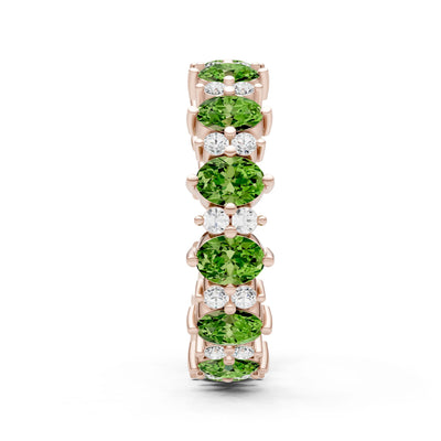 Oval & Round Gemstones Full Eternity Band