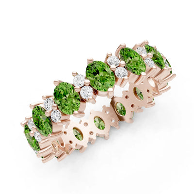 Oval & Round Gemstones Full Eternity Band
