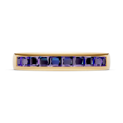 Princess Cut Minimalist Channel Set Half Eternity Band