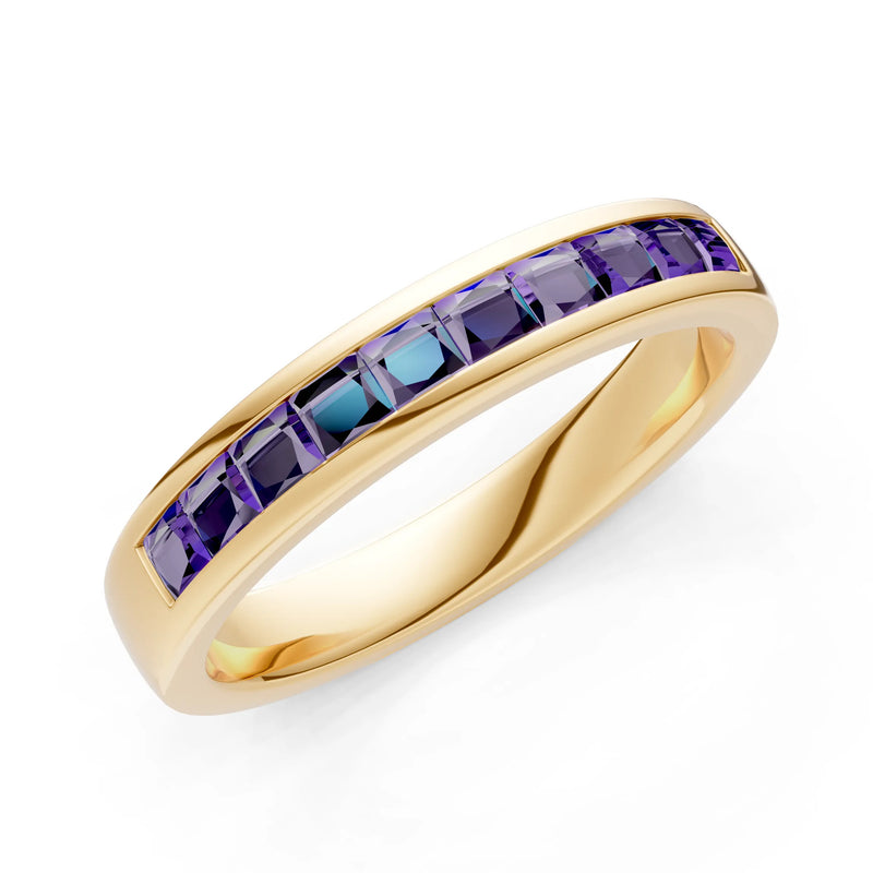 Amethyst Minimalist Channel Set Princess Cut Half Eternity Band