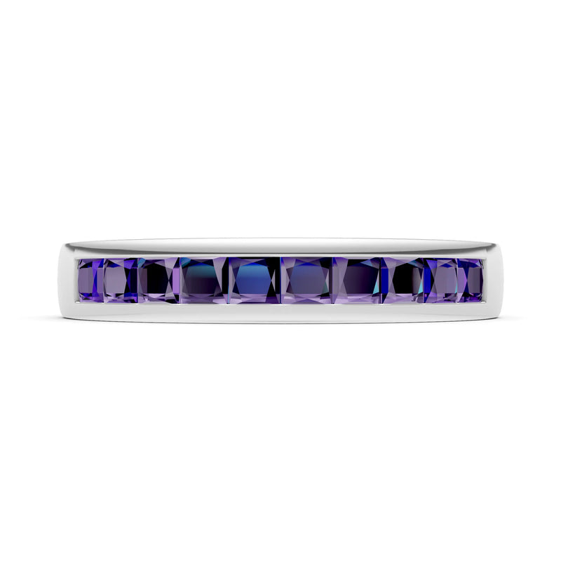 Princess Cut Minimalist Channel Set Half Eternity Band