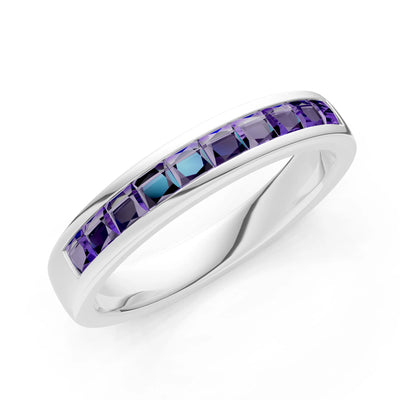 Princess Cut Minimalist Channel Set Half Eternity Band