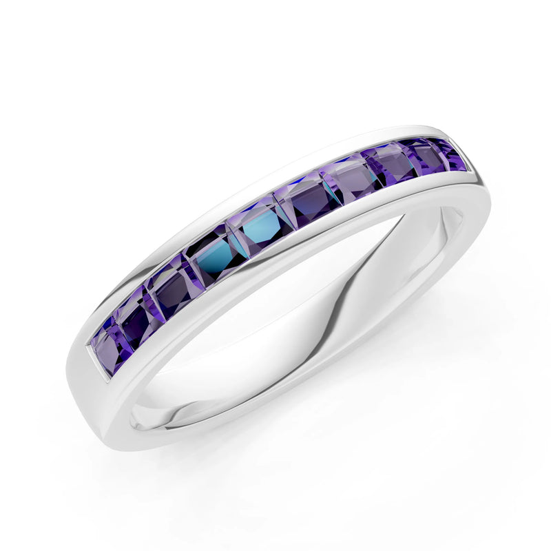 Princess Cut Minimalist Channel Set Half Eternity Band