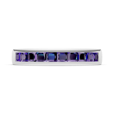 Amethyst Minimalist Channel Set Princess Cut Half Eternity Band