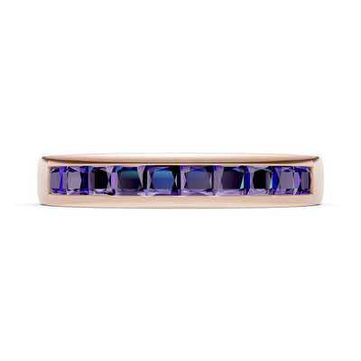 Princess Cut Minimalist Channel Set Half Eternity Band
