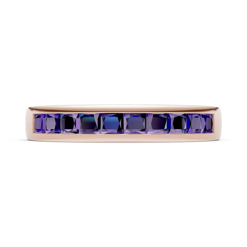 Princess Cut Minimalist Channel Set Half Eternity Band