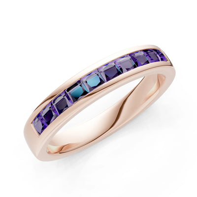 Princess Cut Minimalist Channel Set Half Eternity Band