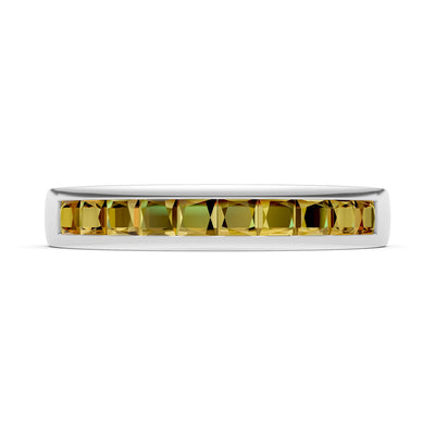 Princess Cut Minimalist Channel Set Half Eternity Band