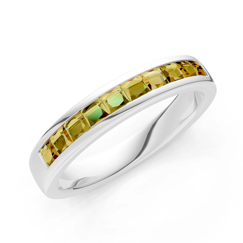 Princess Cut Minimalist Channel Set Half Eternity Band