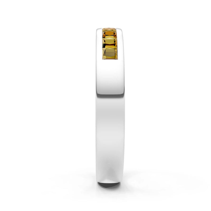 Citrine Minimalist Channel Set Princess Cut Half Eternity Band