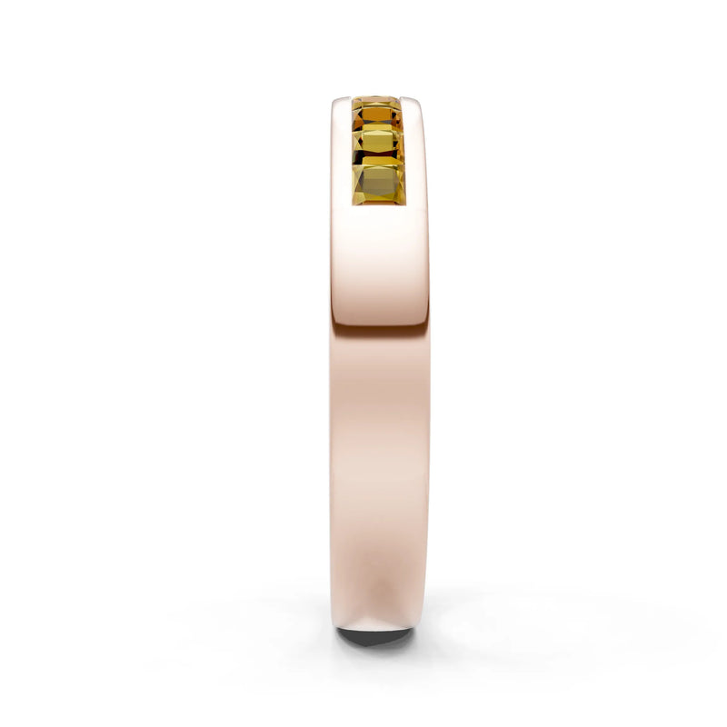 Citrine Minimalist Channel Set Princess Cut Half Eternity Band