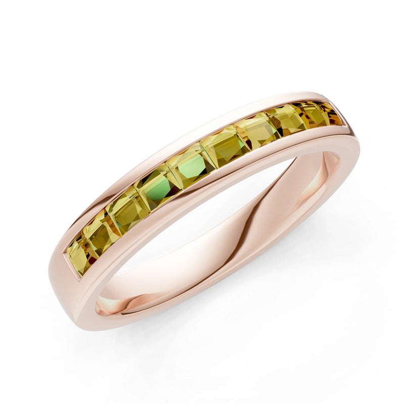 Princess Cut Minimalist Channel Set Half Eternity Band