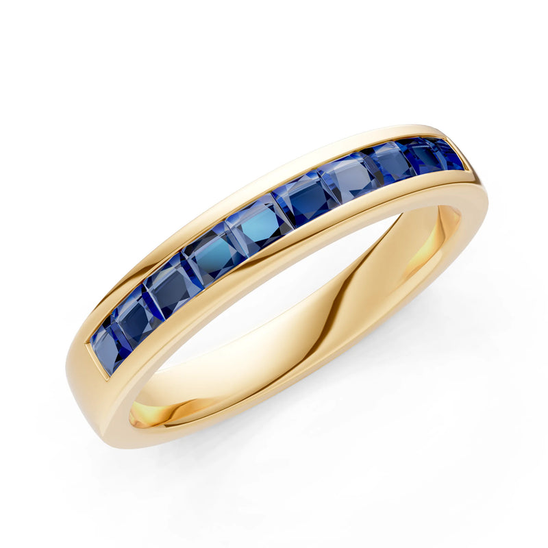 Princess Cut Minimalist Channel Set Half Eternity Band