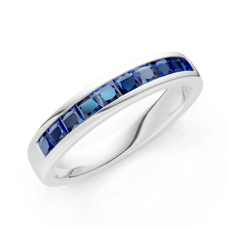 Princess Cut Minimalist Channel Set Half Eternity Band