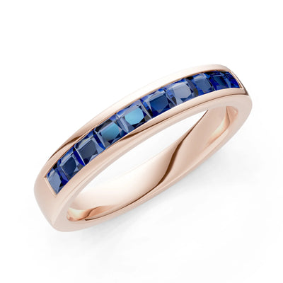 Princess Cut Minimalist Channel Set Half Eternity Band