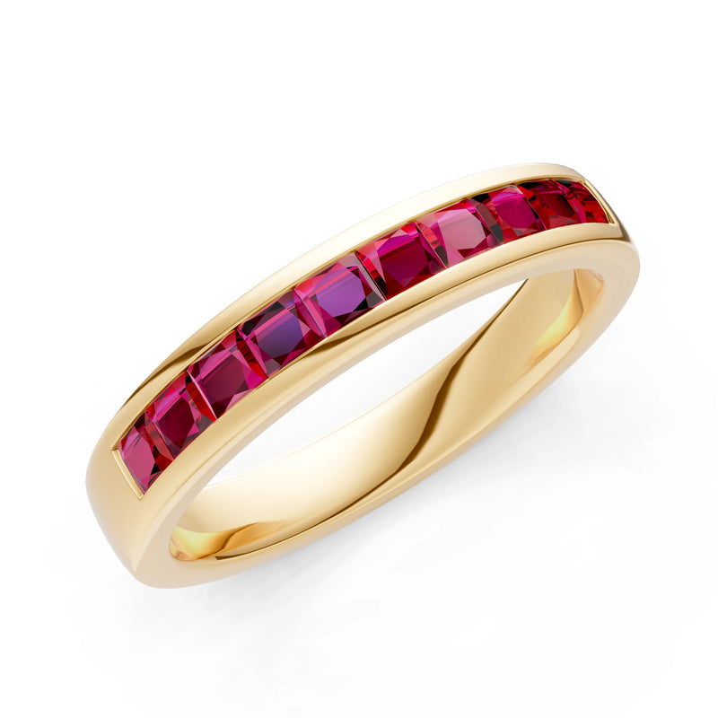 Princess Cut Minimalist Channel Set Half Eternity Band