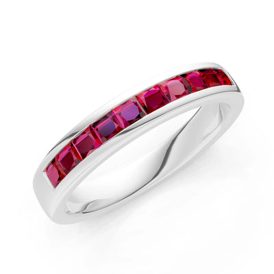 Princess Cut Minimalist Channel Set Half Eternity Band