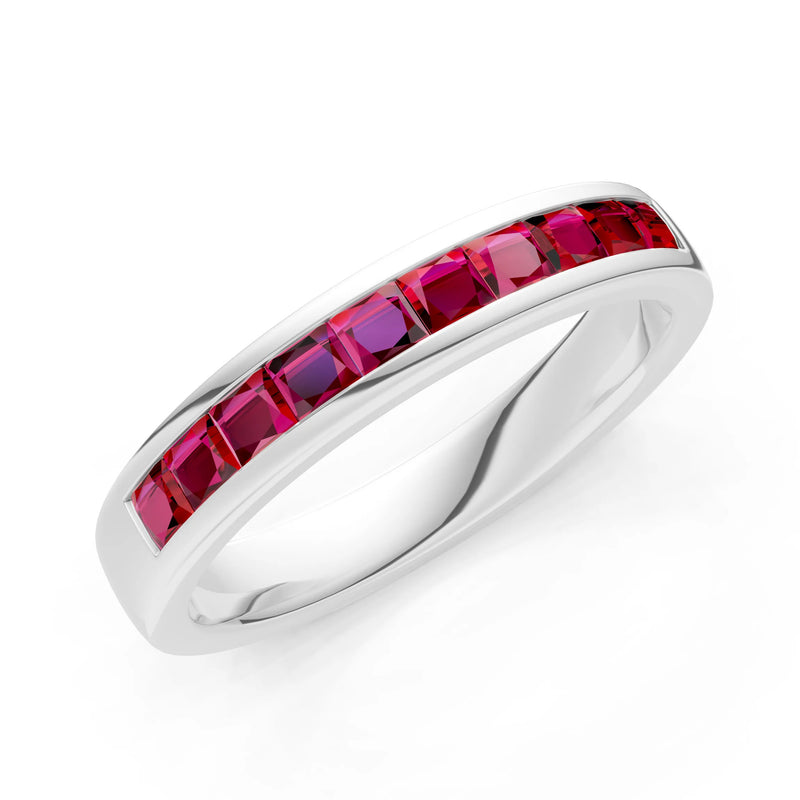 Princess Cut Minimalist Channel Set Half Eternity Band