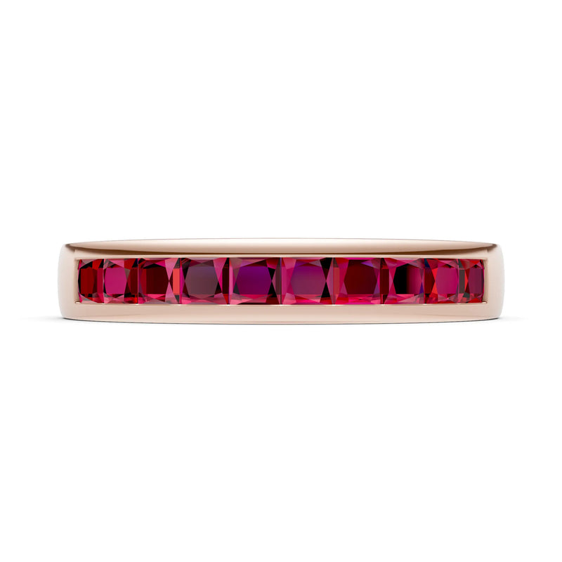 Princess Cut Minimalist Channel Set Half Eternity Band