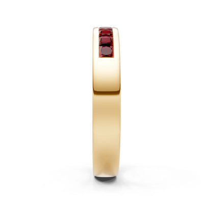 Garnet Minimalist Channel Set Princess Cut Half Eternity Band