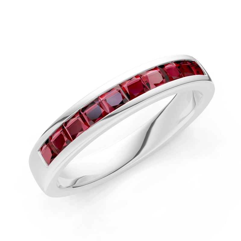 Princess Cut Minimalist Channel Set Half Eternity Band