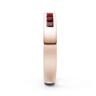 Garnet Minimalist Channel Set Princess Cut Half Eternity Band