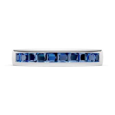 Princess Cut Minimalist Channel Set Half Eternity Band