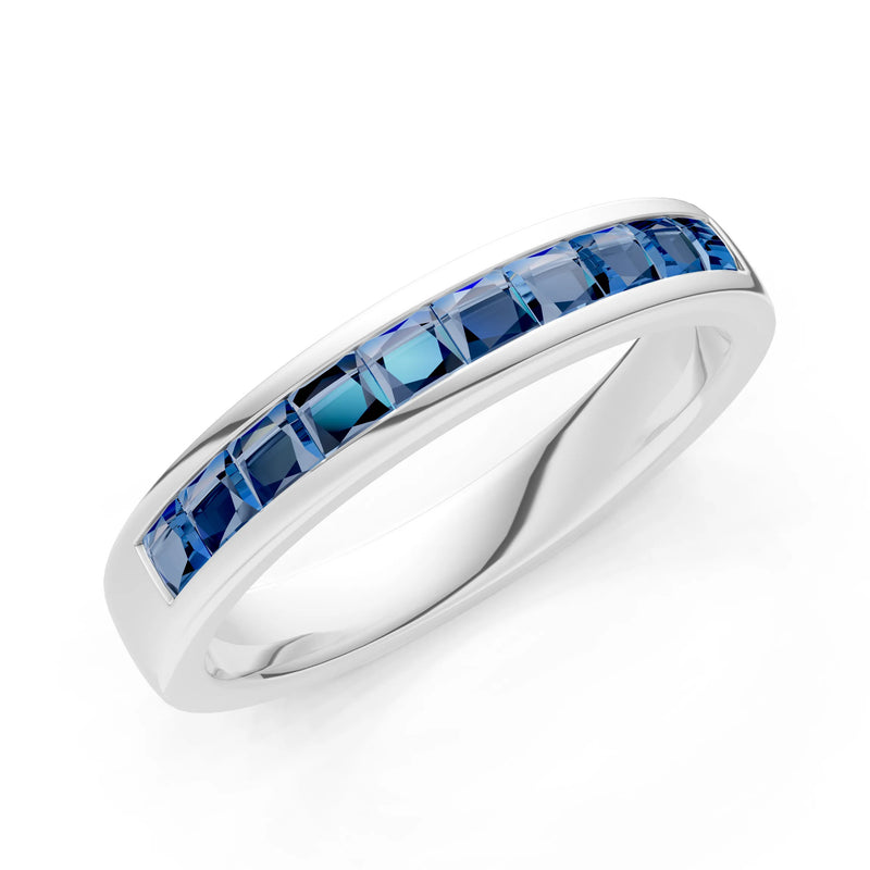 Princess Cut Minimalist Channel Set Half Eternity Band