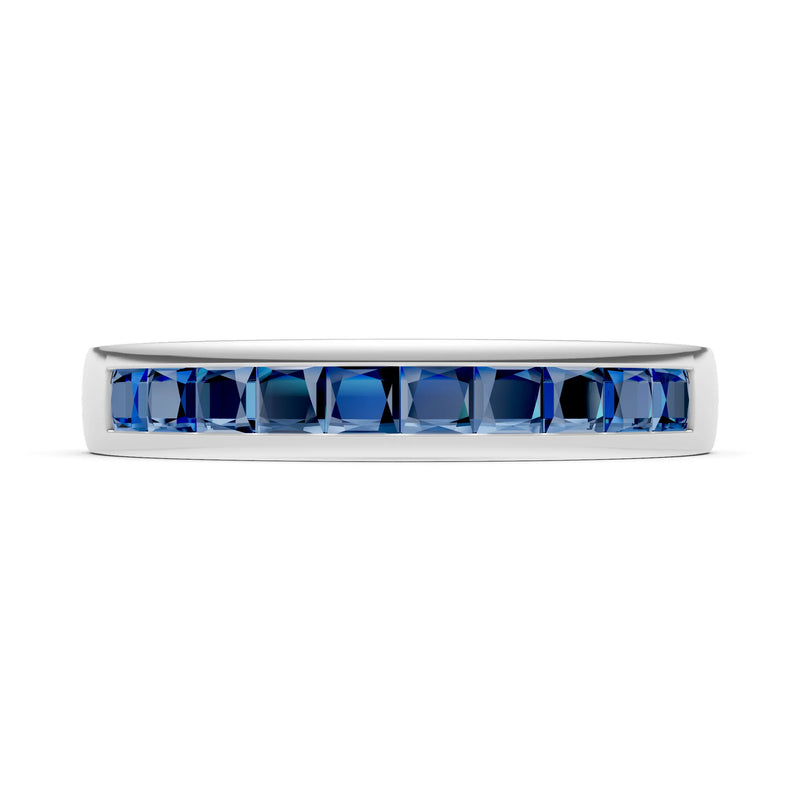London Blue Topaz Minimalist Channel Set Princess Cut Half Eternity Band