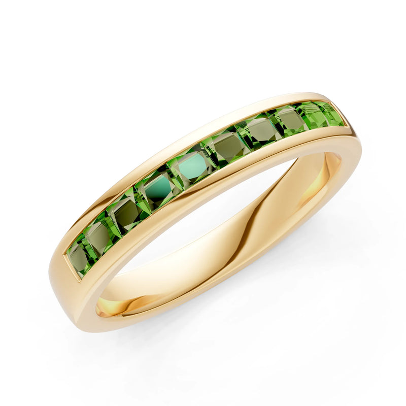 Princess Cut Minimalist Channel Set Half Eternity Band