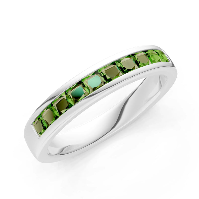 Princess Cut Minimalist Channel Set Half Eternity Band