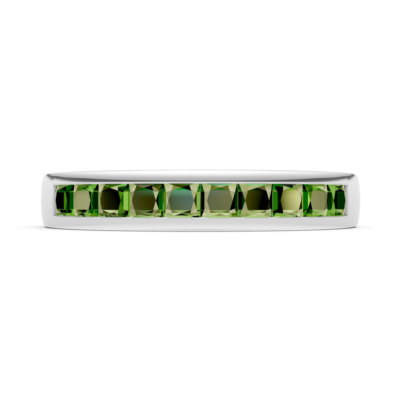 Peridot Minimalist Channel Set Princess Cut Half Eternity Band