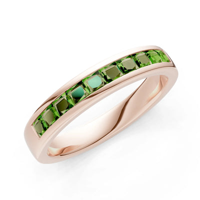 Princess Cut Minimalist Channel Set Half Eternity Band