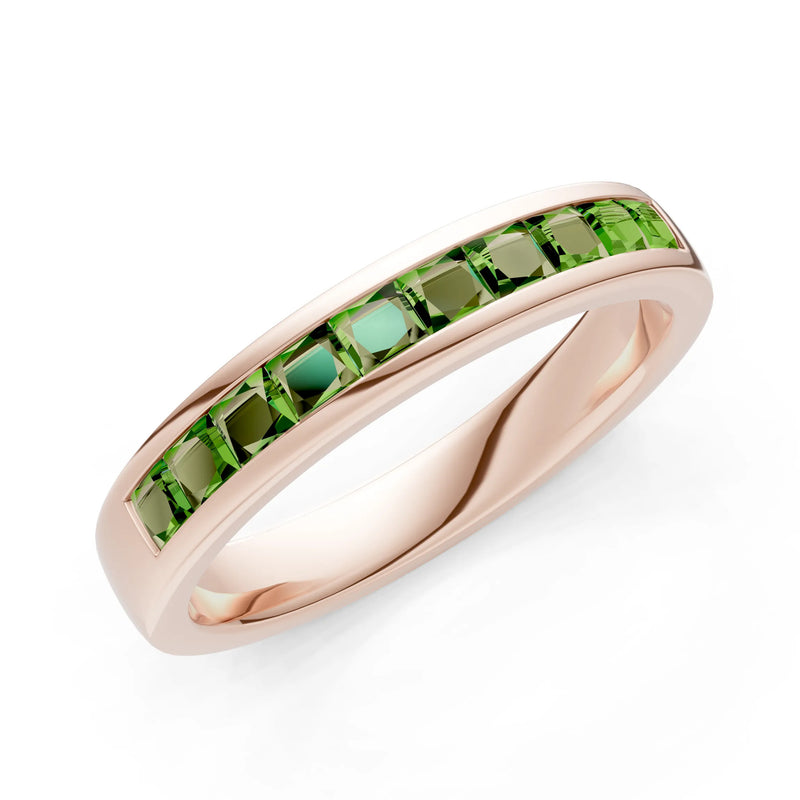 Princess Cut Minimalist Channel Set Half Eternity Band