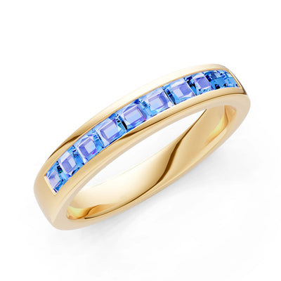 Princess Cut Minimalist Channel Set Half Eternity Band