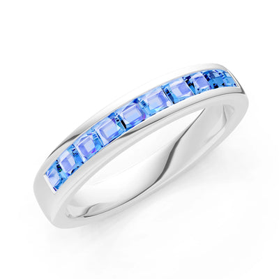 Princess Cut Minimalist Channel Set Half Eternity Band