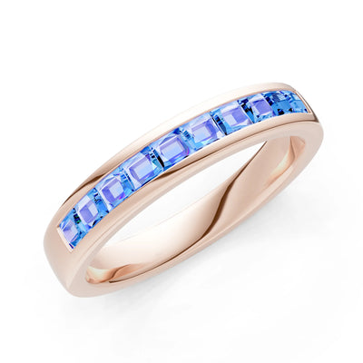 Princess Cut Minimalist Channel Set Half Eternity Band