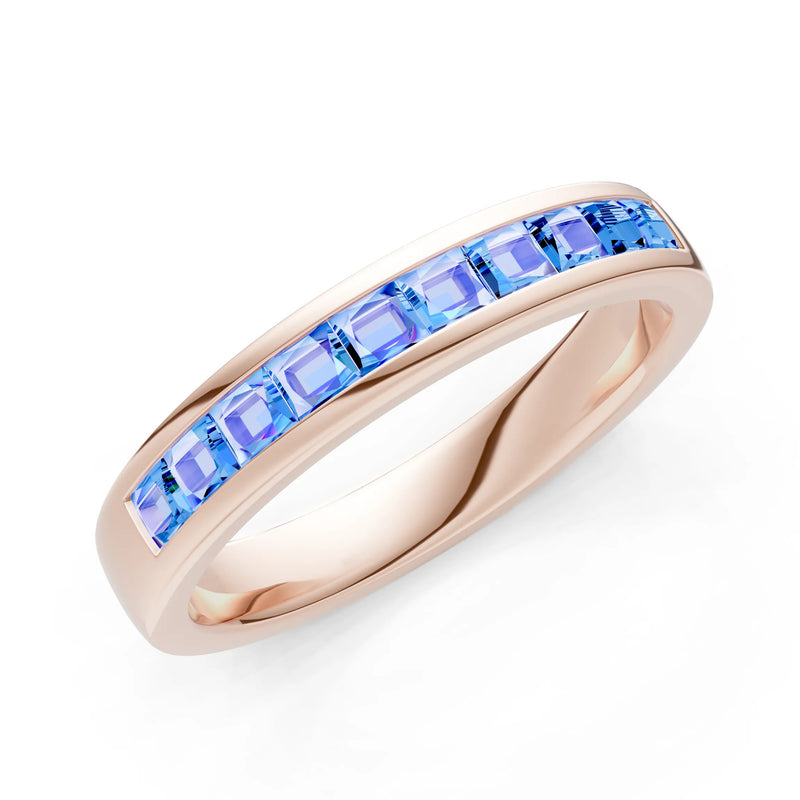 Princess Cut Minimalist Channel Set Half Eternity Band